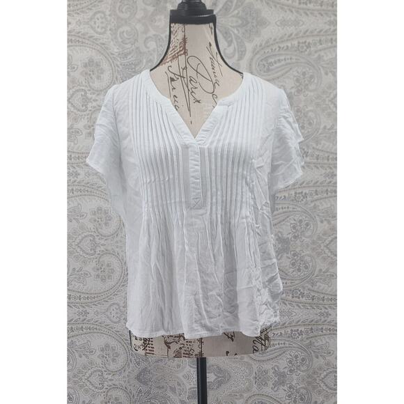Liverpool Stitch Fix women white flutter sleeve blouse Size Med P office church - Picture 3 of 8